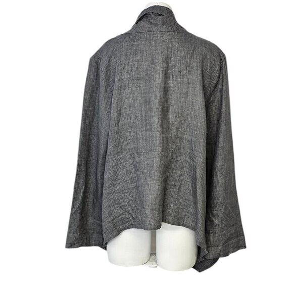 Bryn Walker Womens 100% Linen Lagenlook Tie Front Long Sleeve Cardigan, Grey, M - Picture 3 of 10